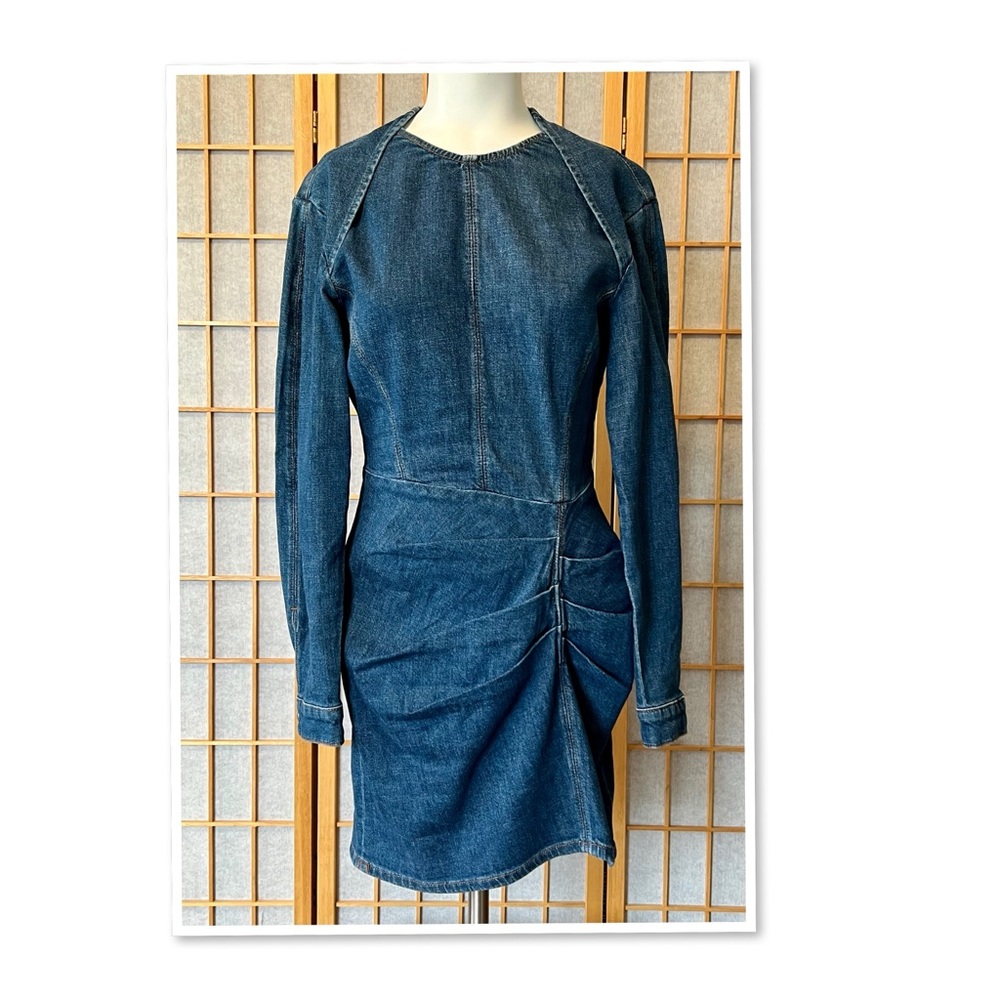 IRO Lenay Pleated Denim Mini Dress - Picture 2 of 14
